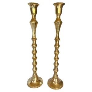 Mid 20th Century Brass Candleholders - A Pair