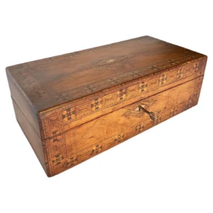 19th Century English Walnut Tunbridge Ware Writing Box