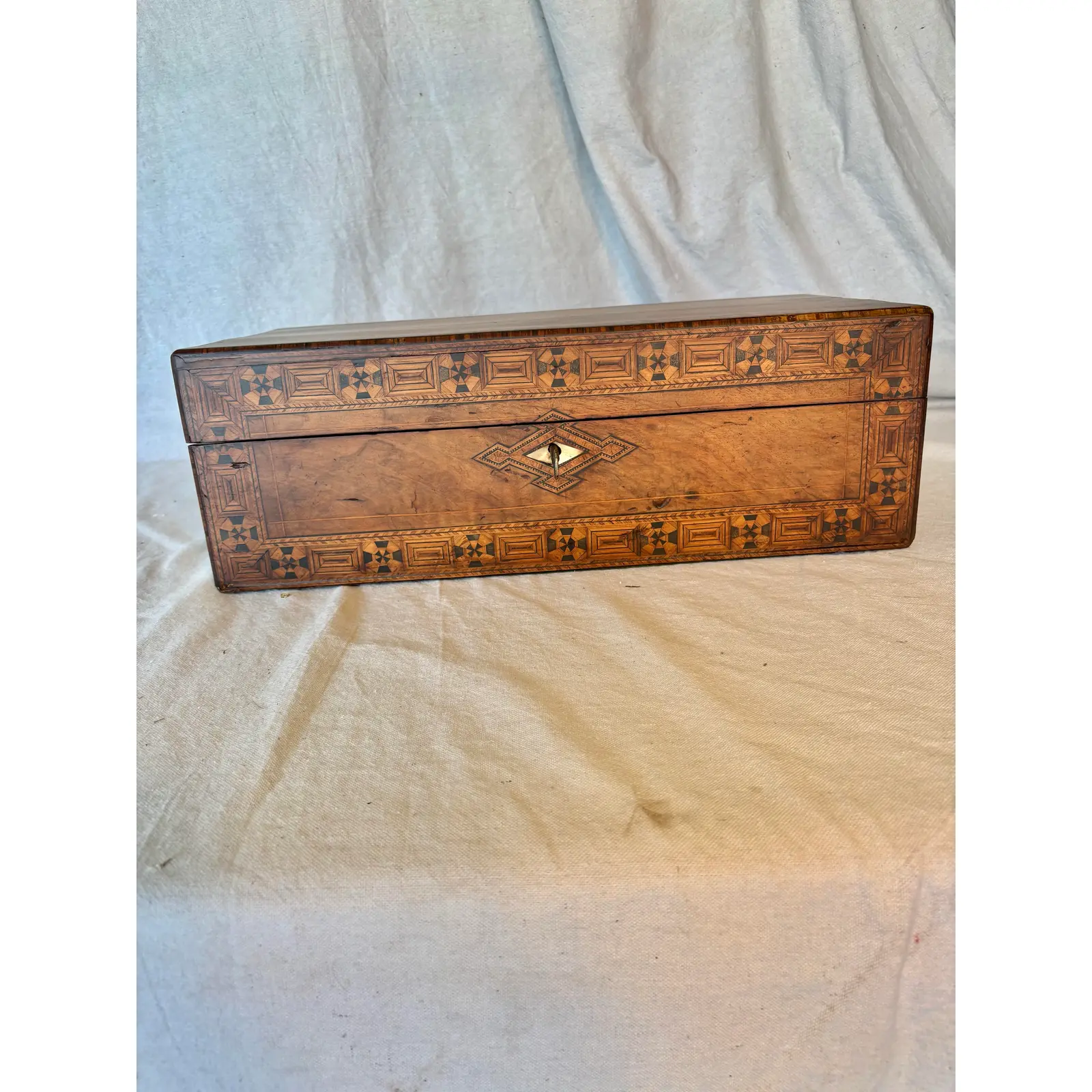 19th Century English Walnut Tunbridge Ware Writing Box - Image 2