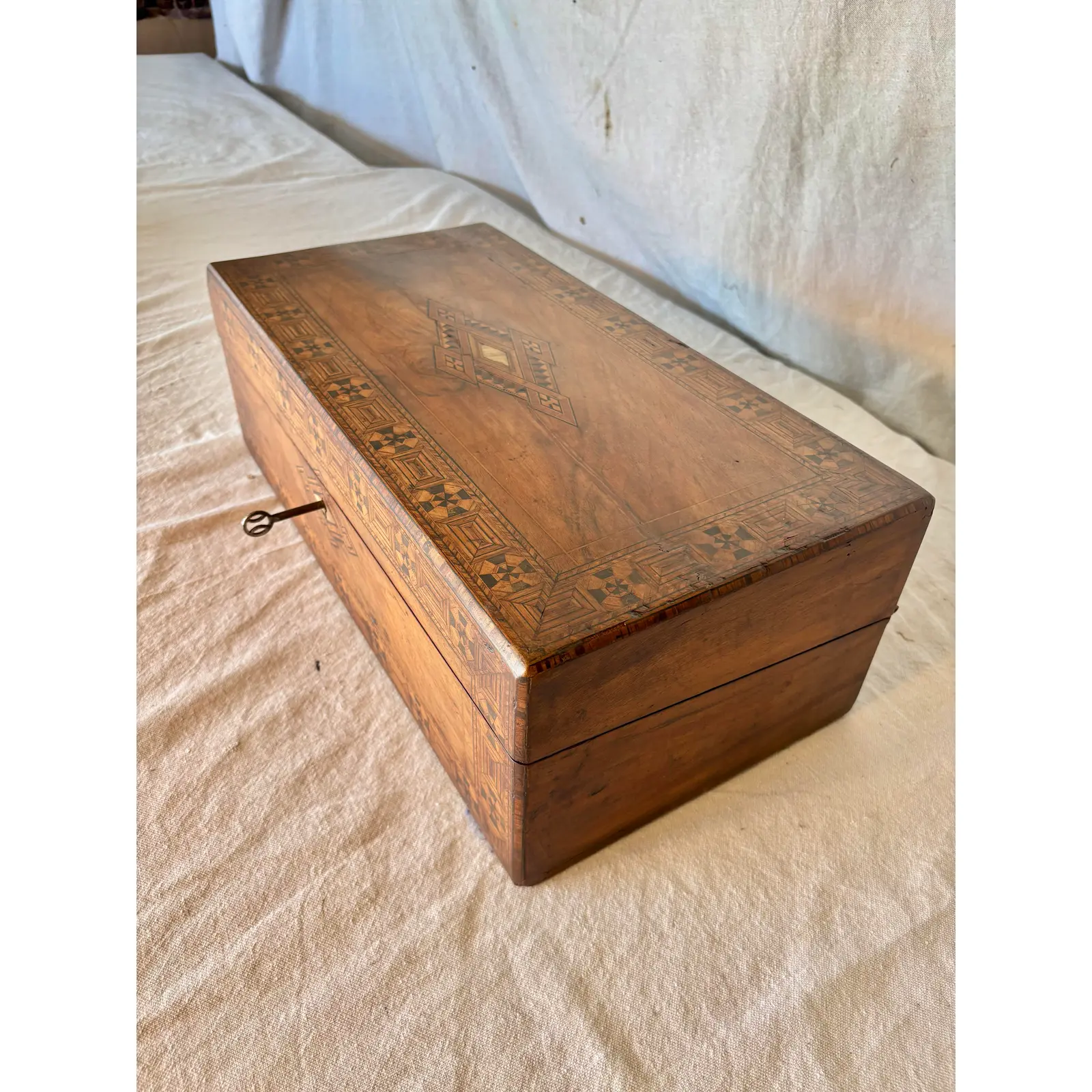 19th Century English Walnut Tunbridge Ware Writing Box - Image 4