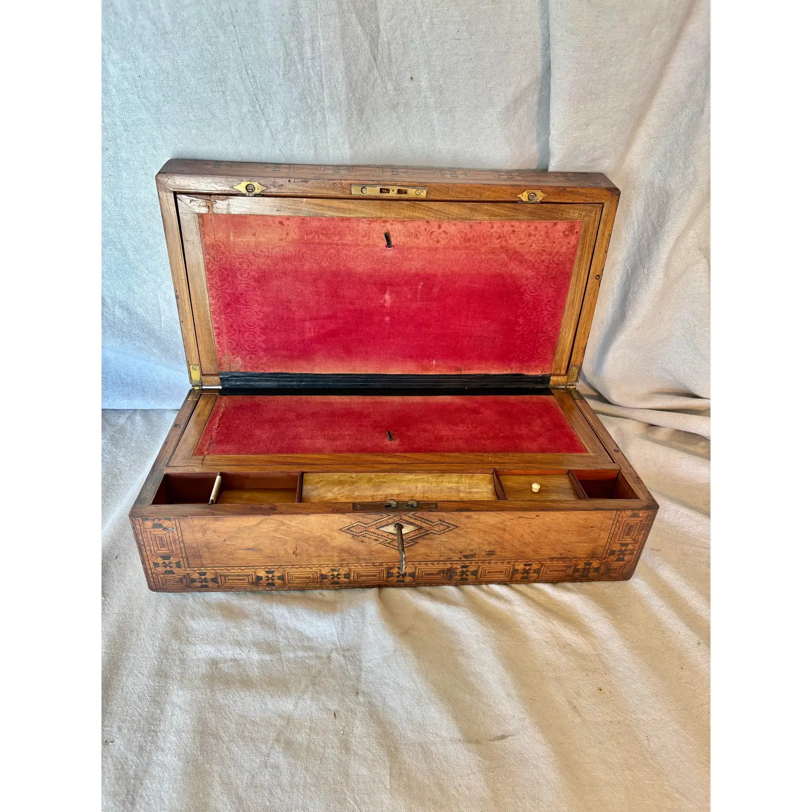19th Century English Walnut Tunbridge Ware Writing Box - Image 8