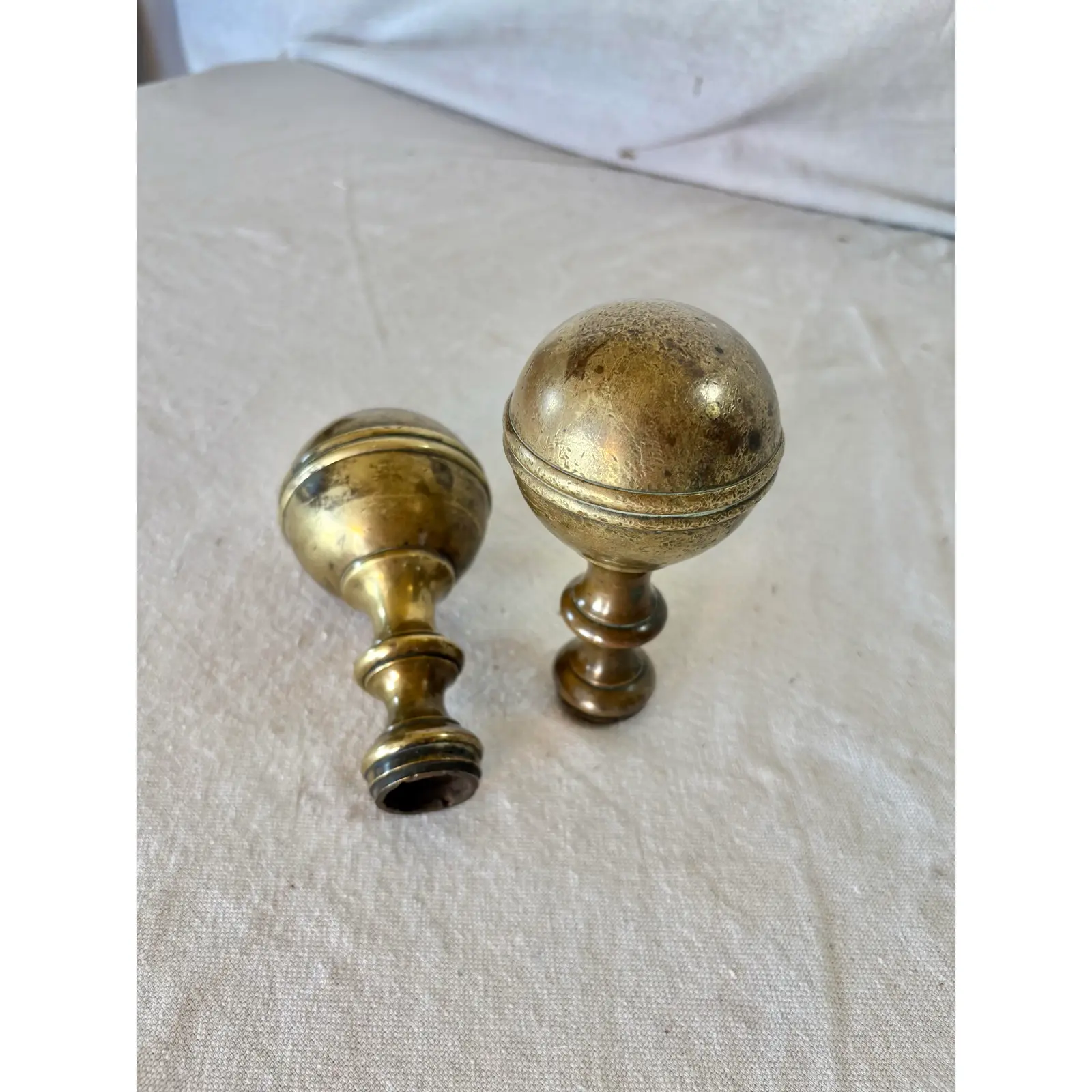 19th Century Large Brass Orb Finials - A Pair - Image 5