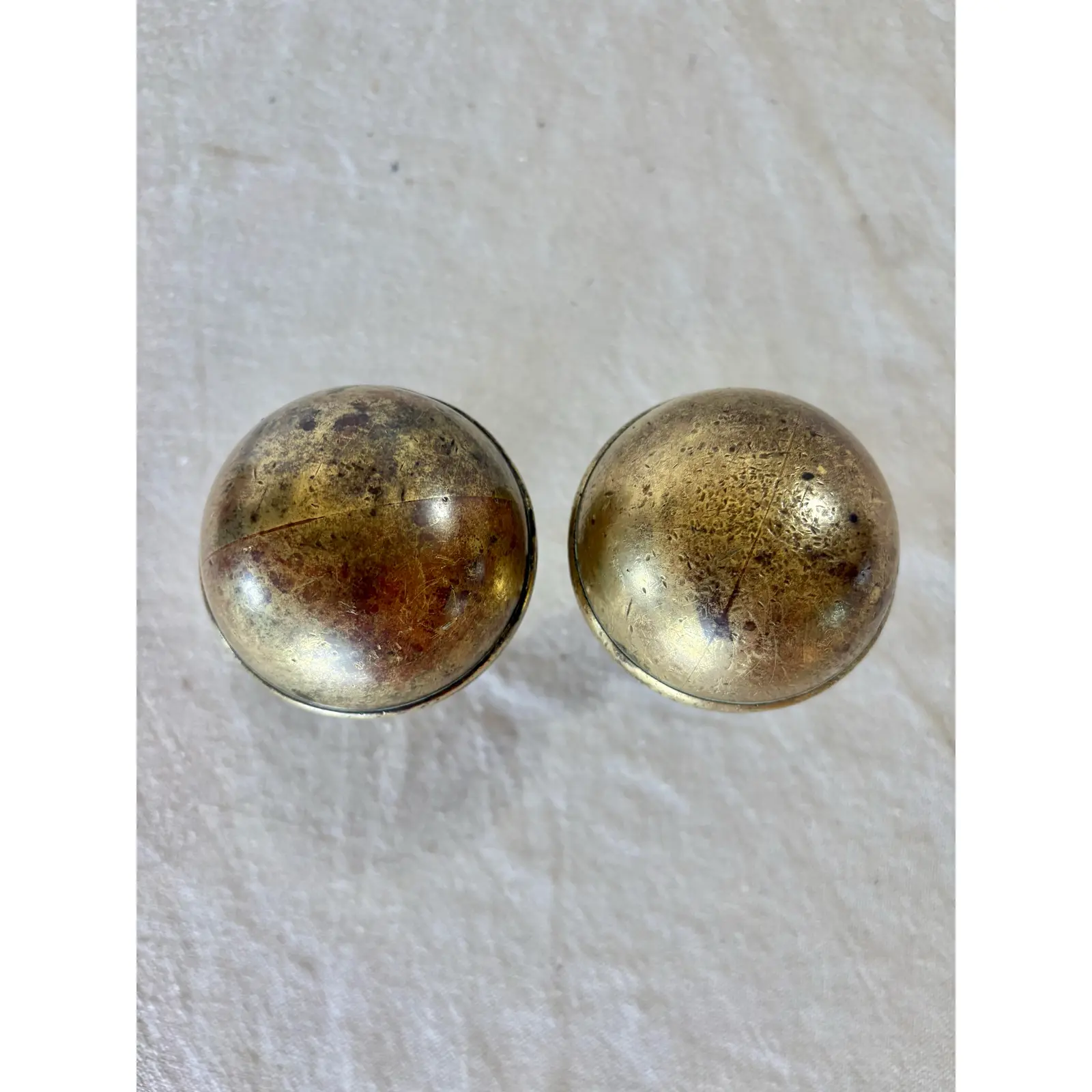 19th Century Large Brass Orb Finials - A Pair - Image 6