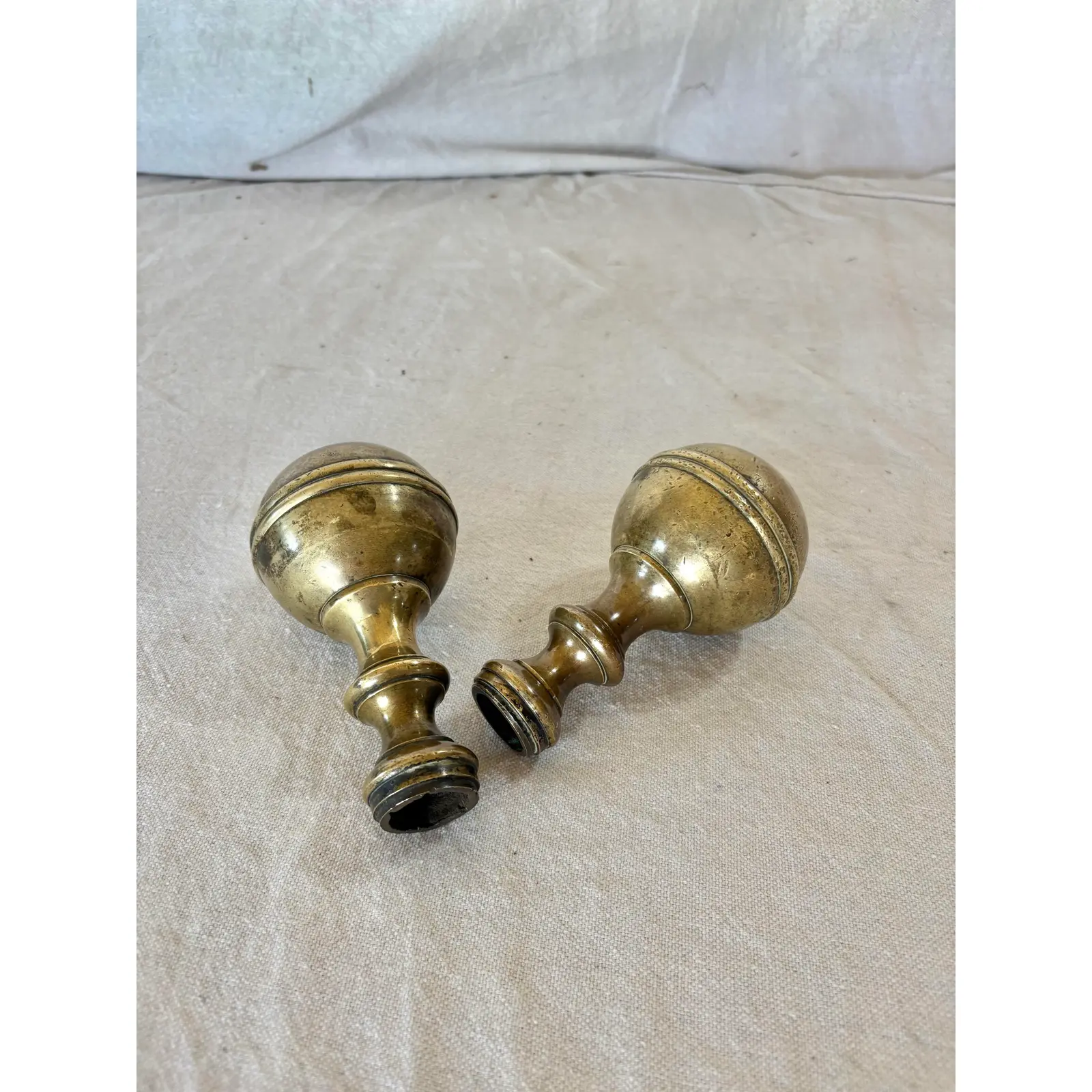 19th Century Large Brass Orb Finials - A Pair - Image 7