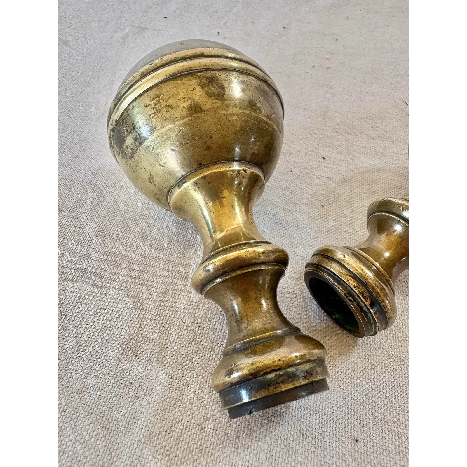 19th Century Large Brass Orb Finials - A Pair - Image 8