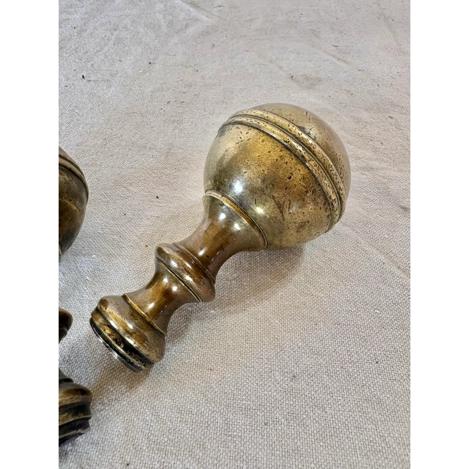 19th Century Large Brass Orb Finials - A Pair - Image 9