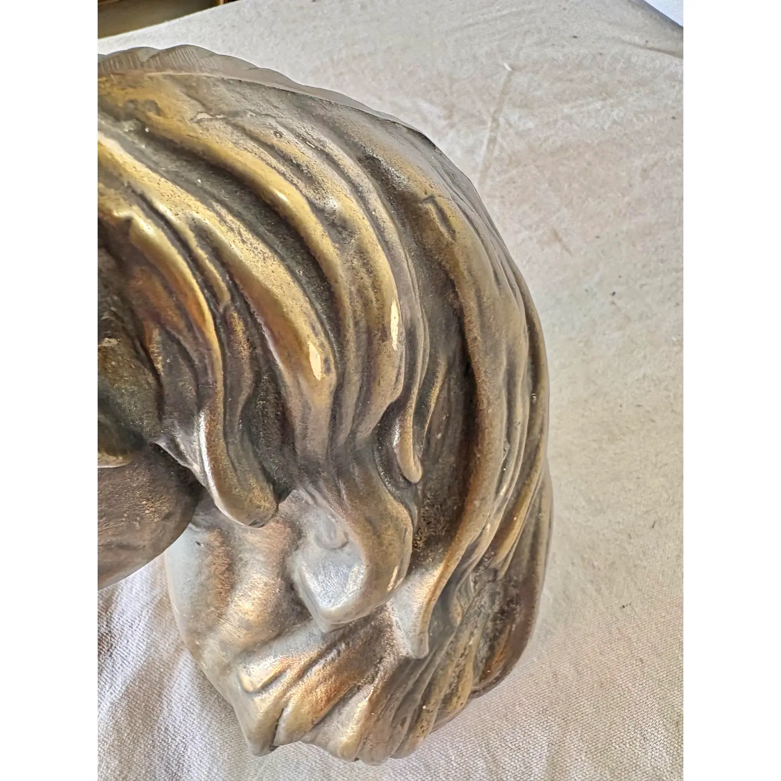 20th Century Brass Horse Bust Sculpture - Image 11