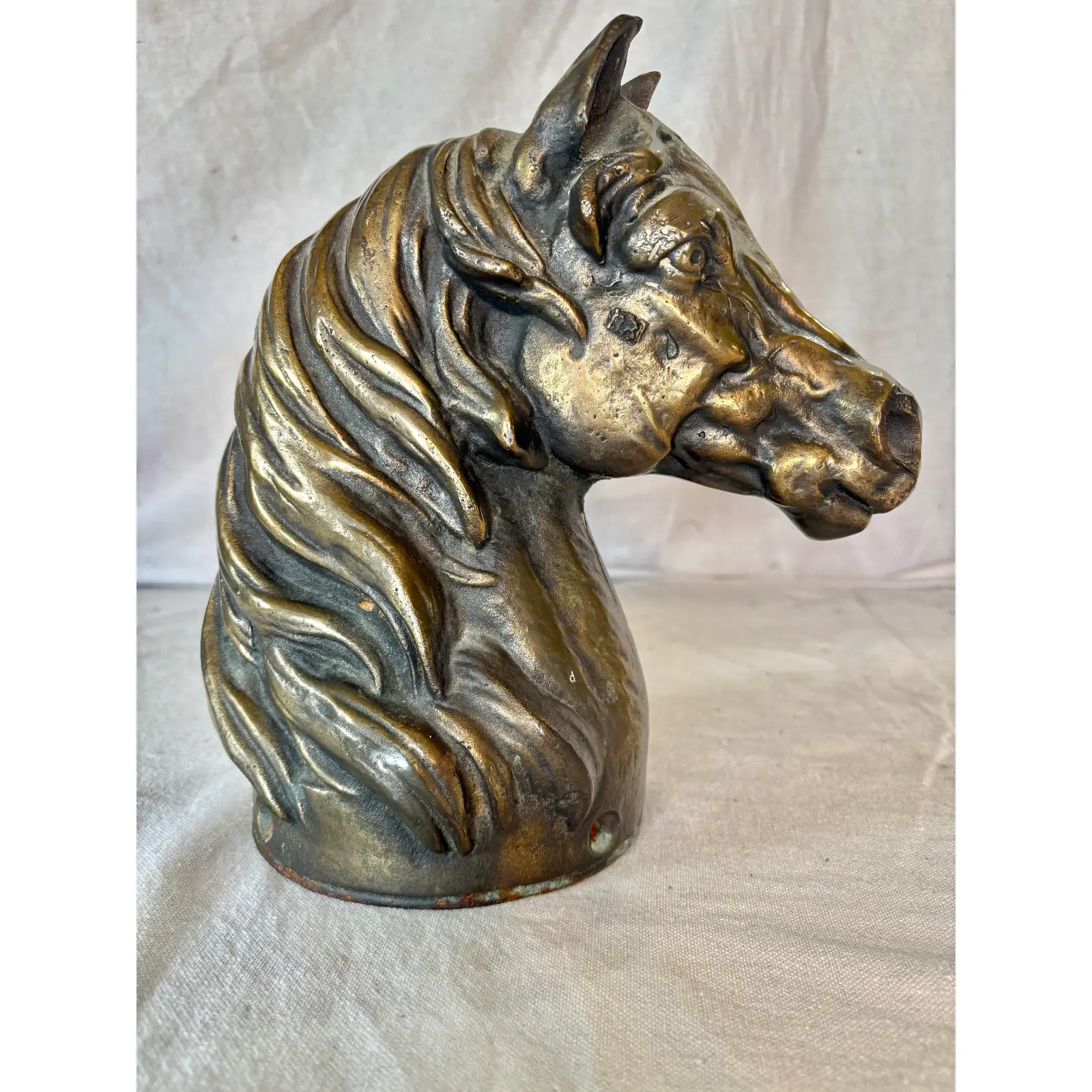 20th Century Brass Horse Bust Sculpture - Image 3
