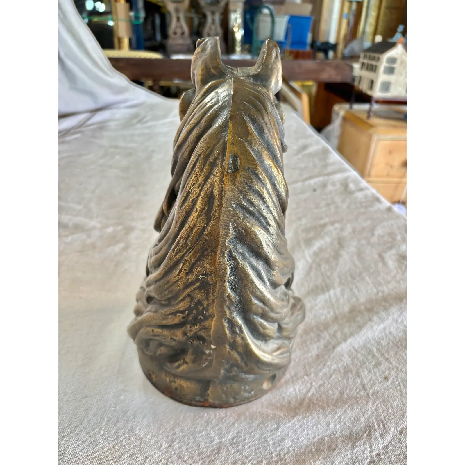 20th Century Brass Horse Bust Sculpture - Image 4