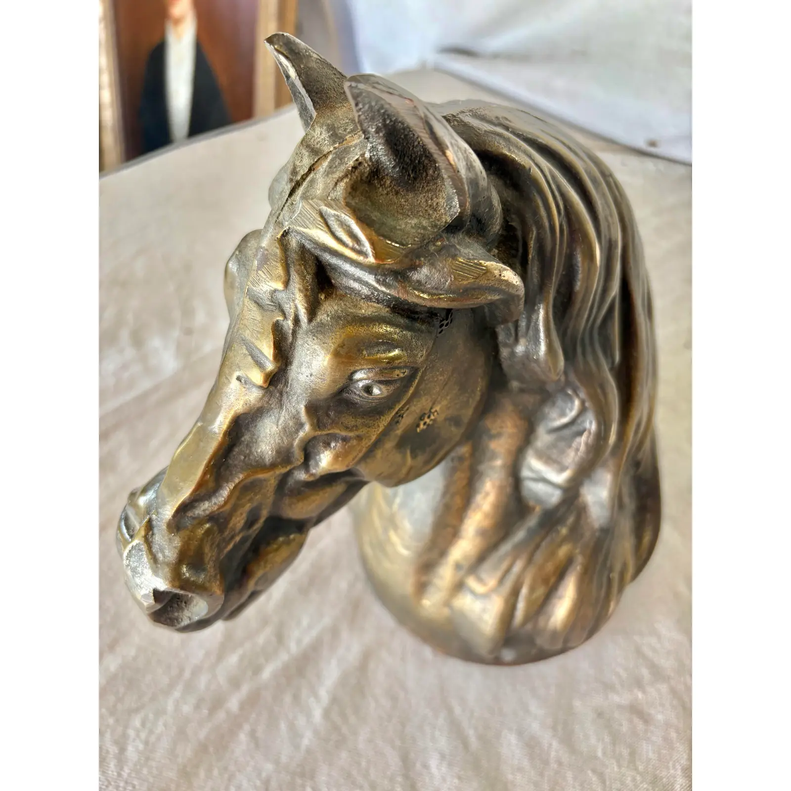 20th Century Brass Horse Bust Sculpture - Image 7