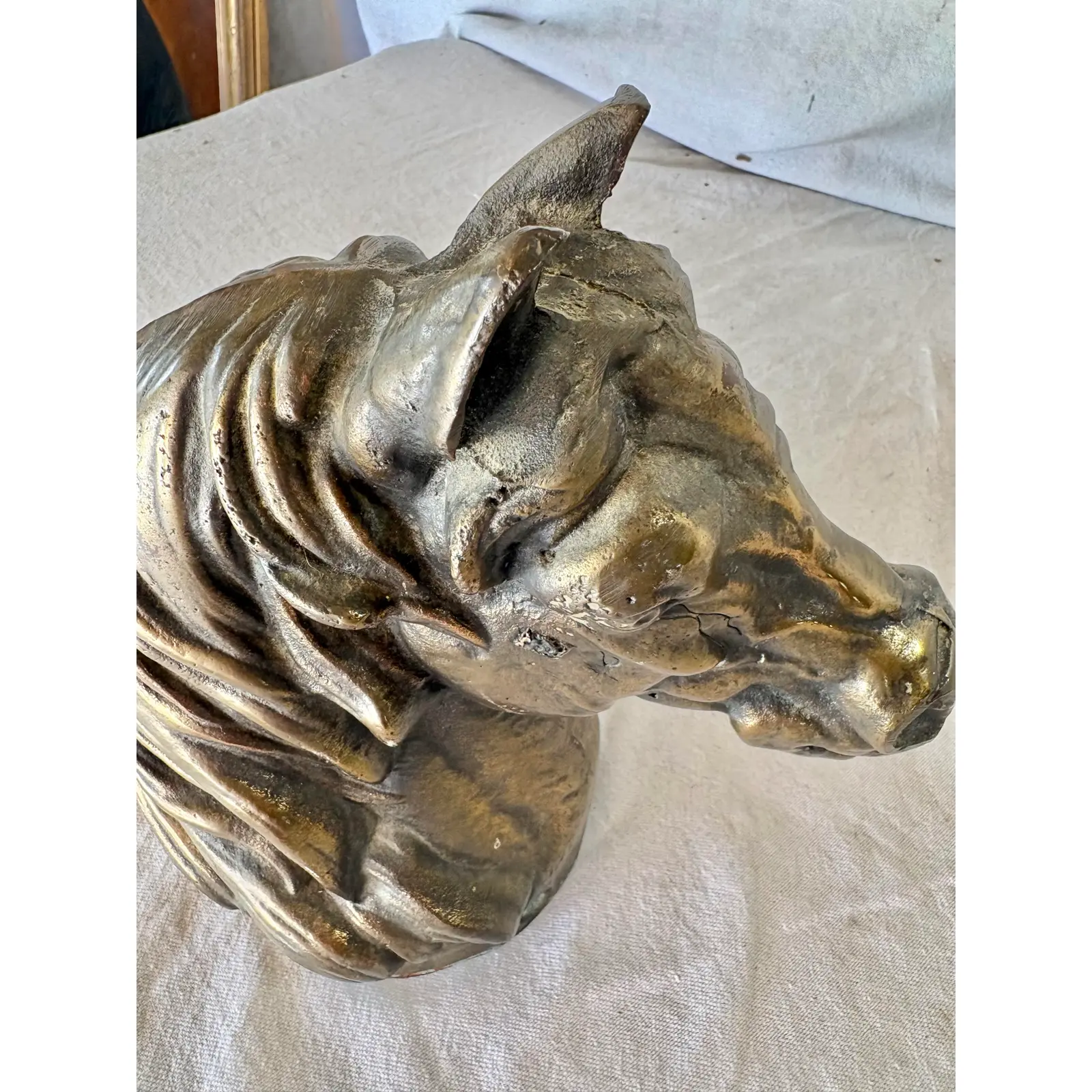 20th Century Brass Horse Bust Sculpture - Image 10