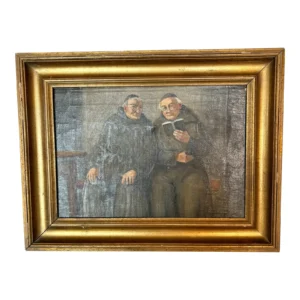 19th Century Monks Oil on Canvas Painting