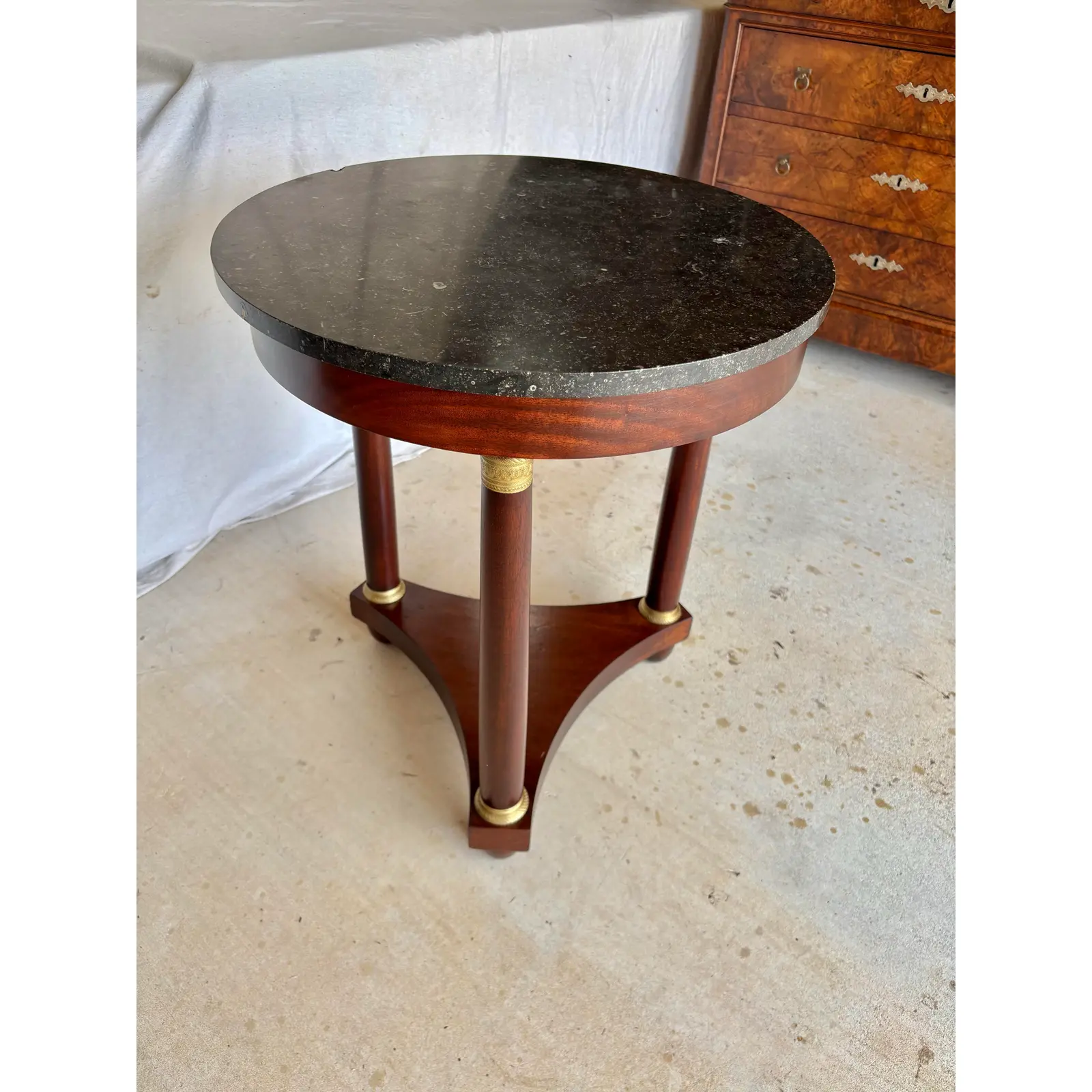 Early 20th Century French Walnut Empire Style Side Table - Image 2