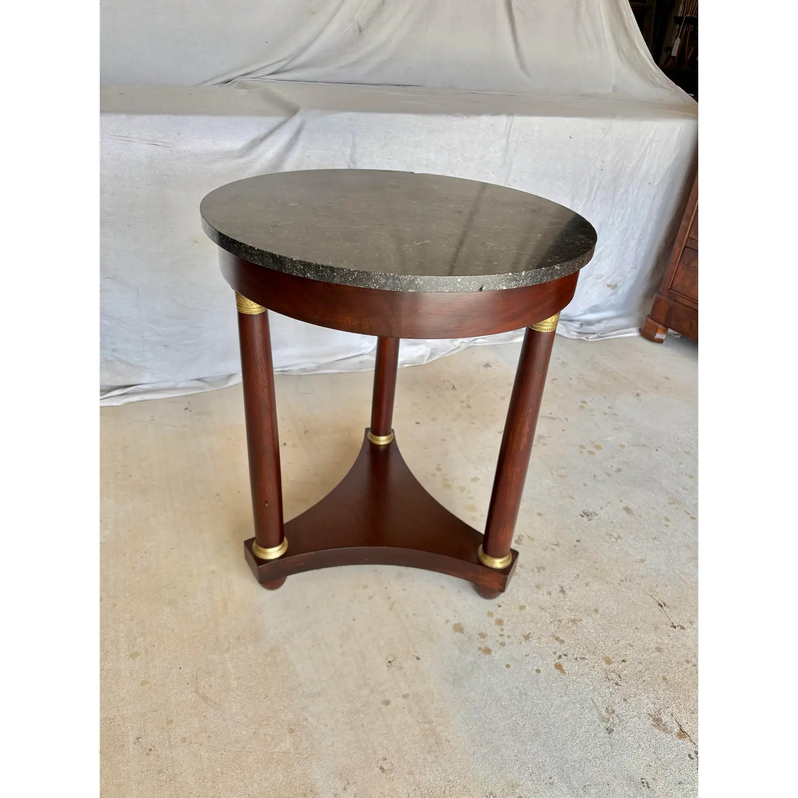 Early 20th Century French Walnut Empire Style Side Table - Image 3