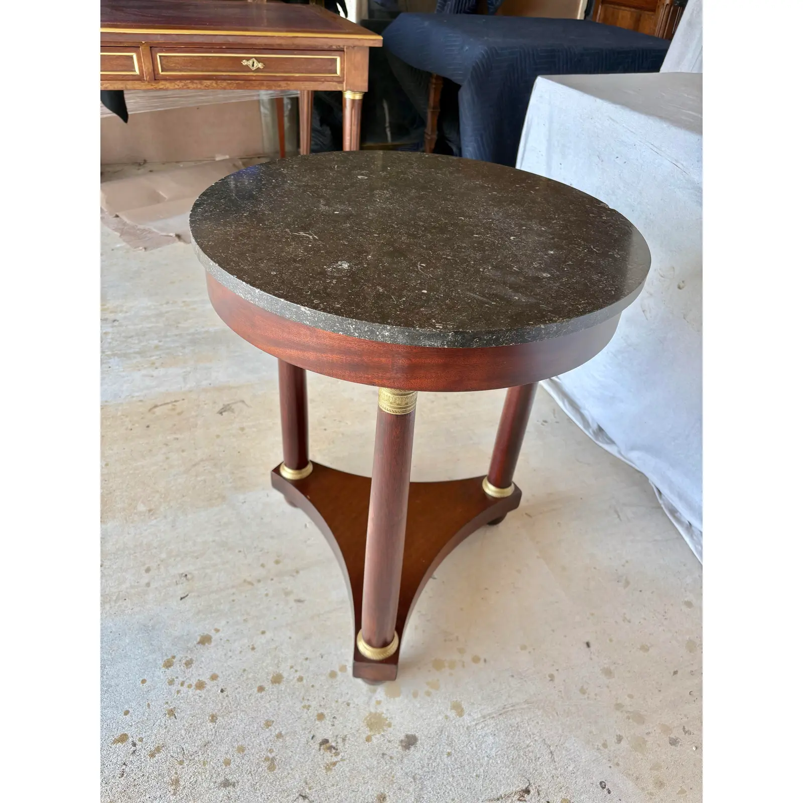 Early 20th Century French Walnut Empire Style Side Table - Image 5