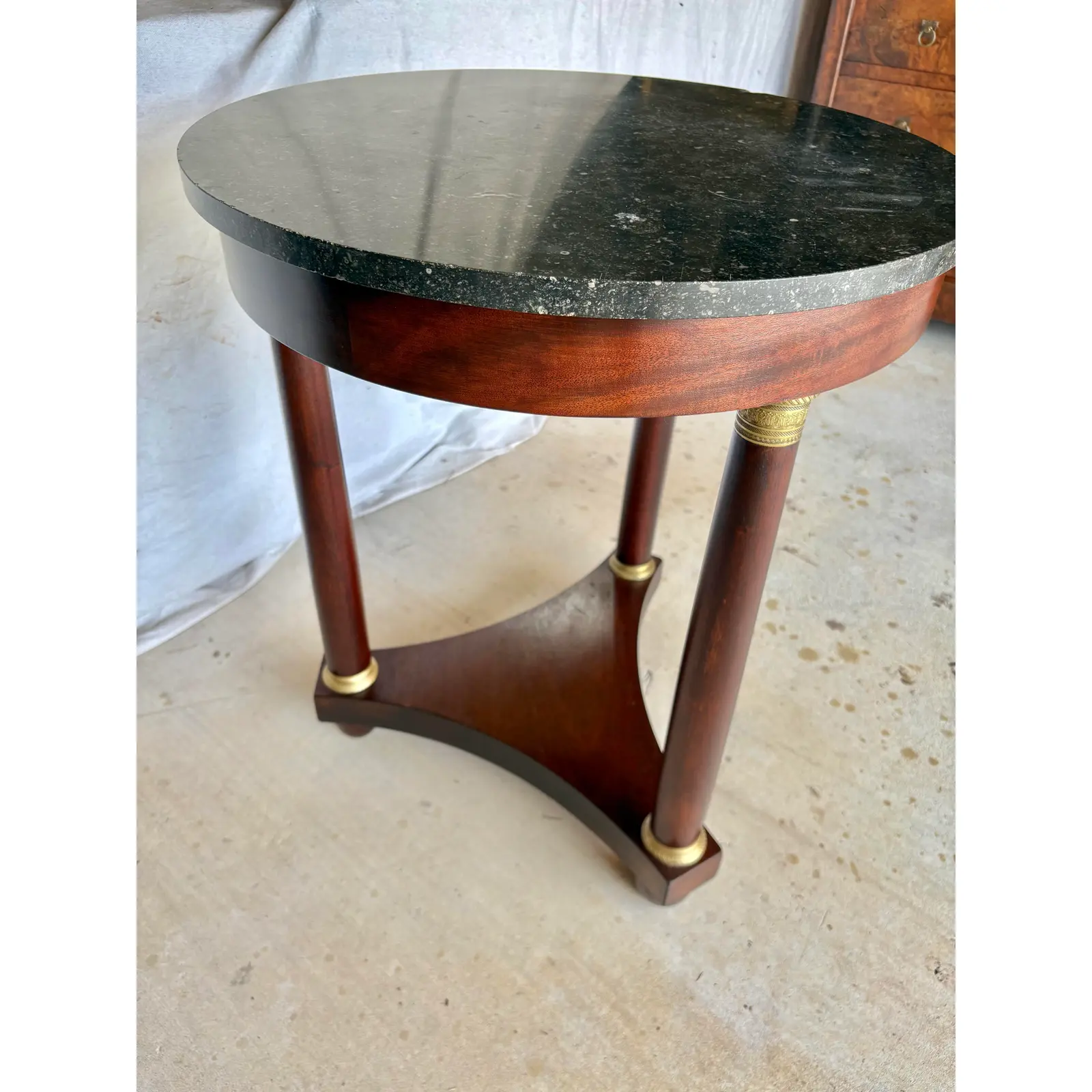 Early 20th Century French Walnut Empire Style Side Table - Image 8