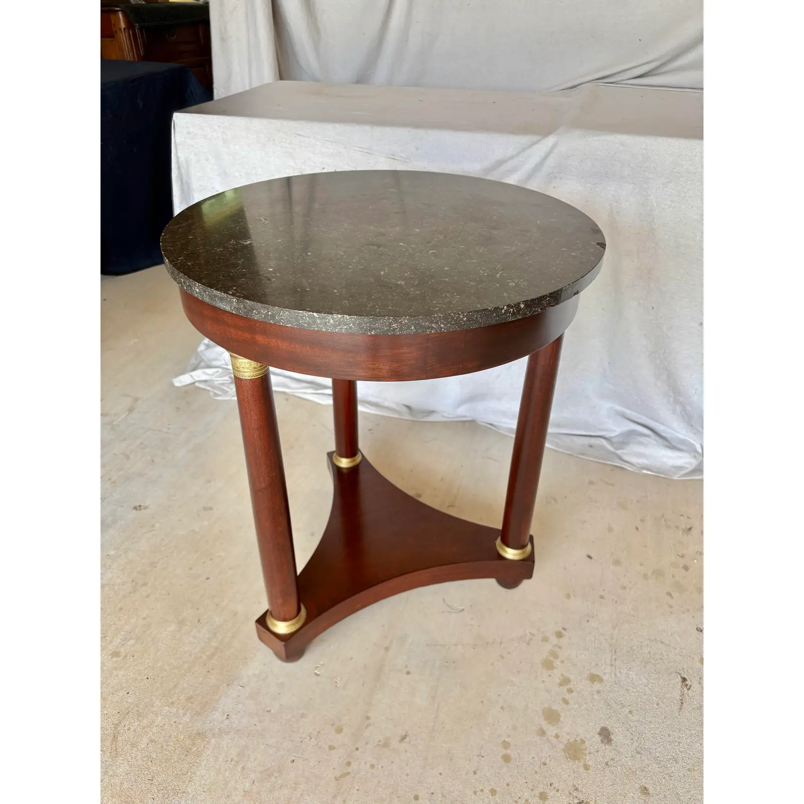 Early 20th Century French Walnut Empire Style Side Table - Image 9