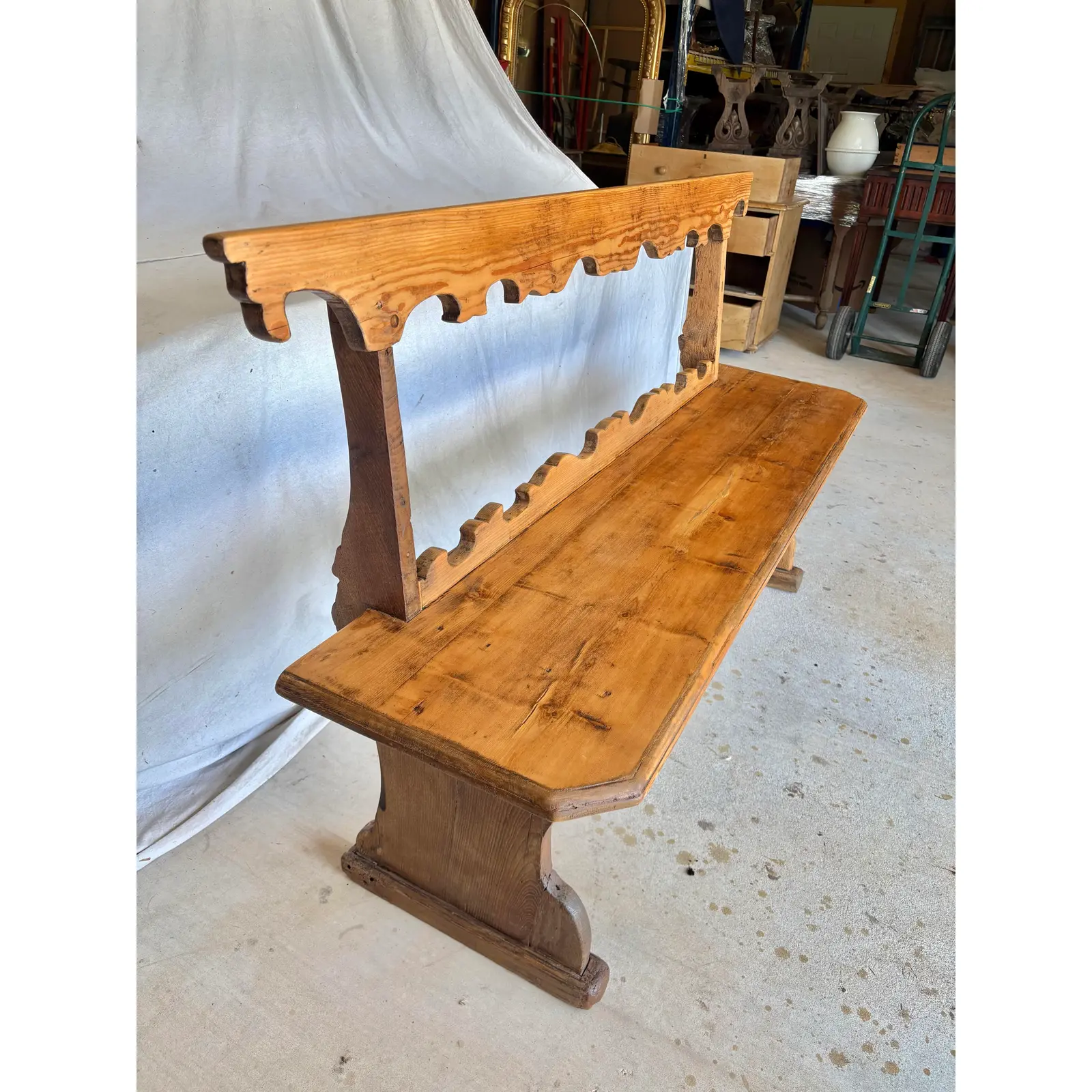19th Century Italian Pine Frattino Design Bench - Image 4