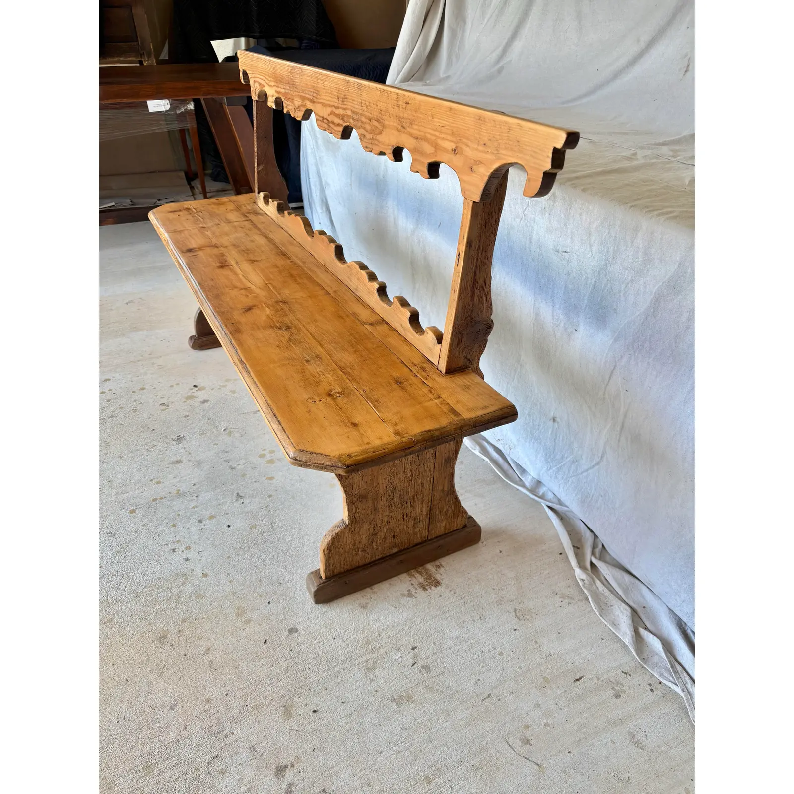 19th Century Italian Pine Frattino Design Bench - Image 5