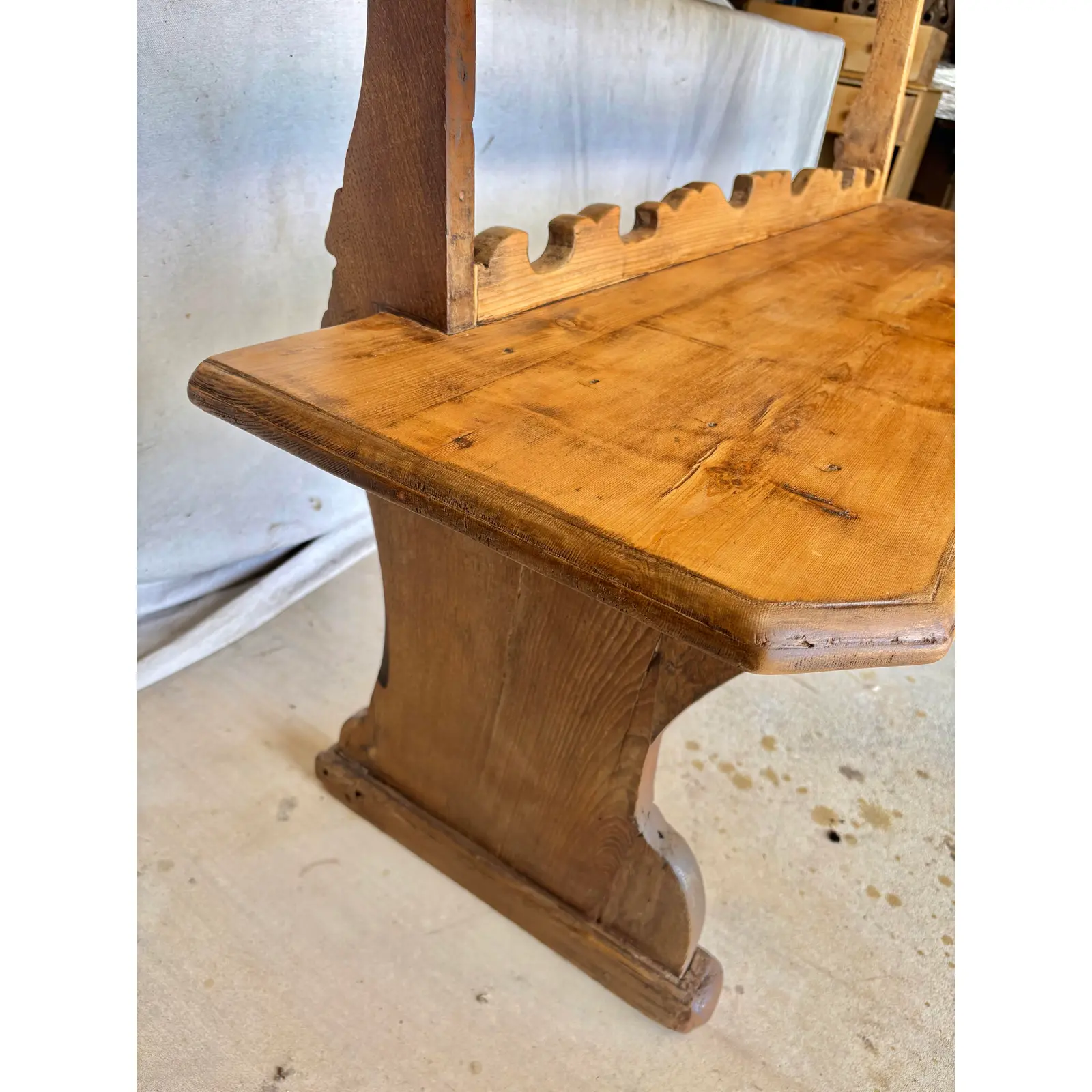 19th Century Italian Pine Frattino Design Bench - Image 6