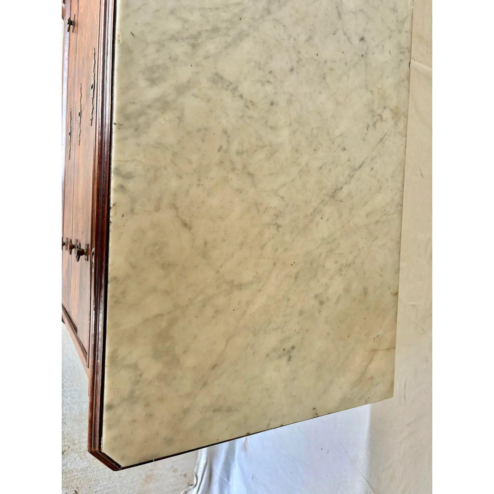 Late 19th Century French Louis Philippe Burled Walnut and Marble Top Chest of Drawers Commode - Image 10