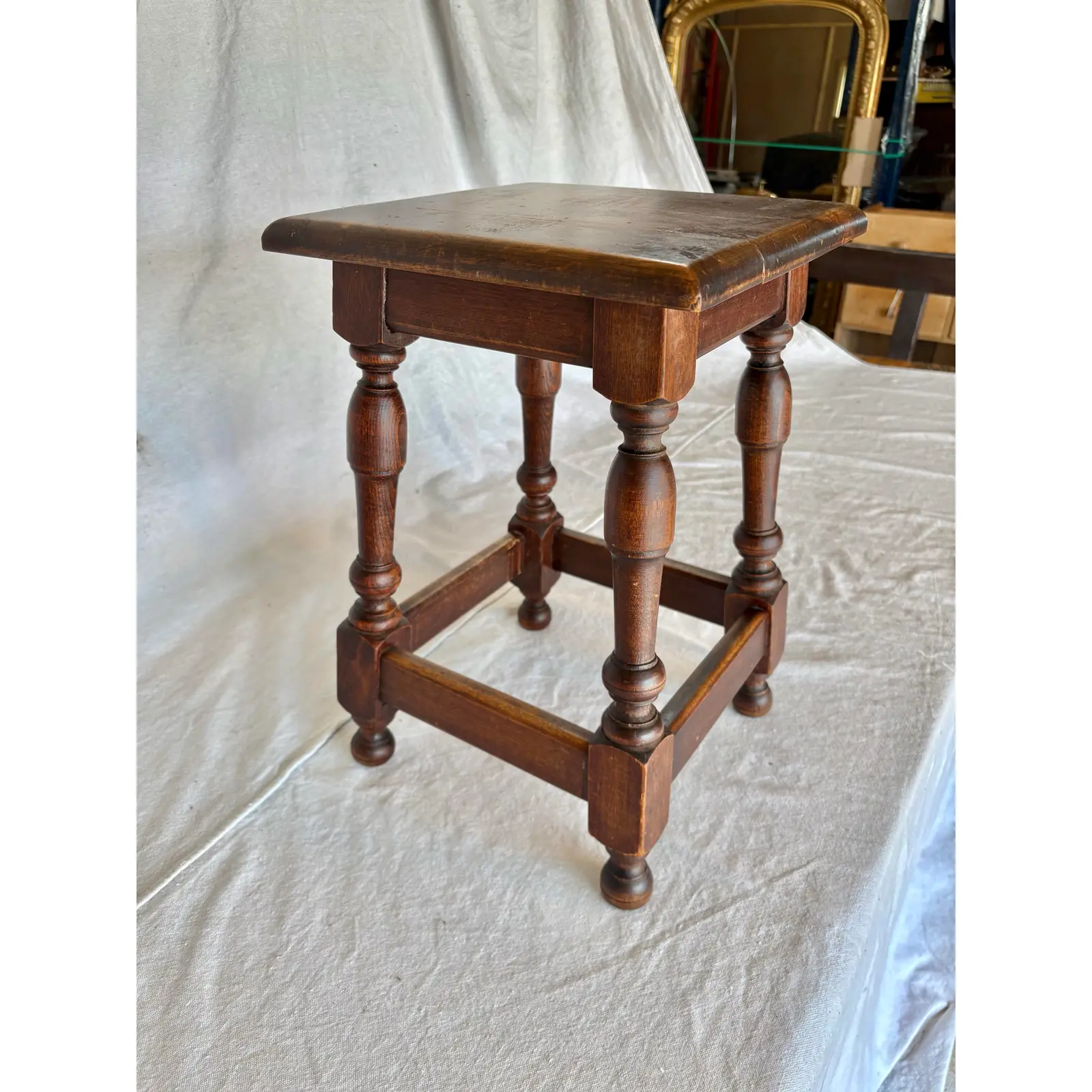 Early 20th Century French Walnut Stool - Image 4