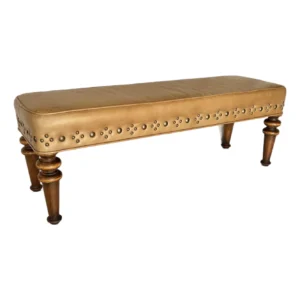 20th Century Leather Upholstered Bench