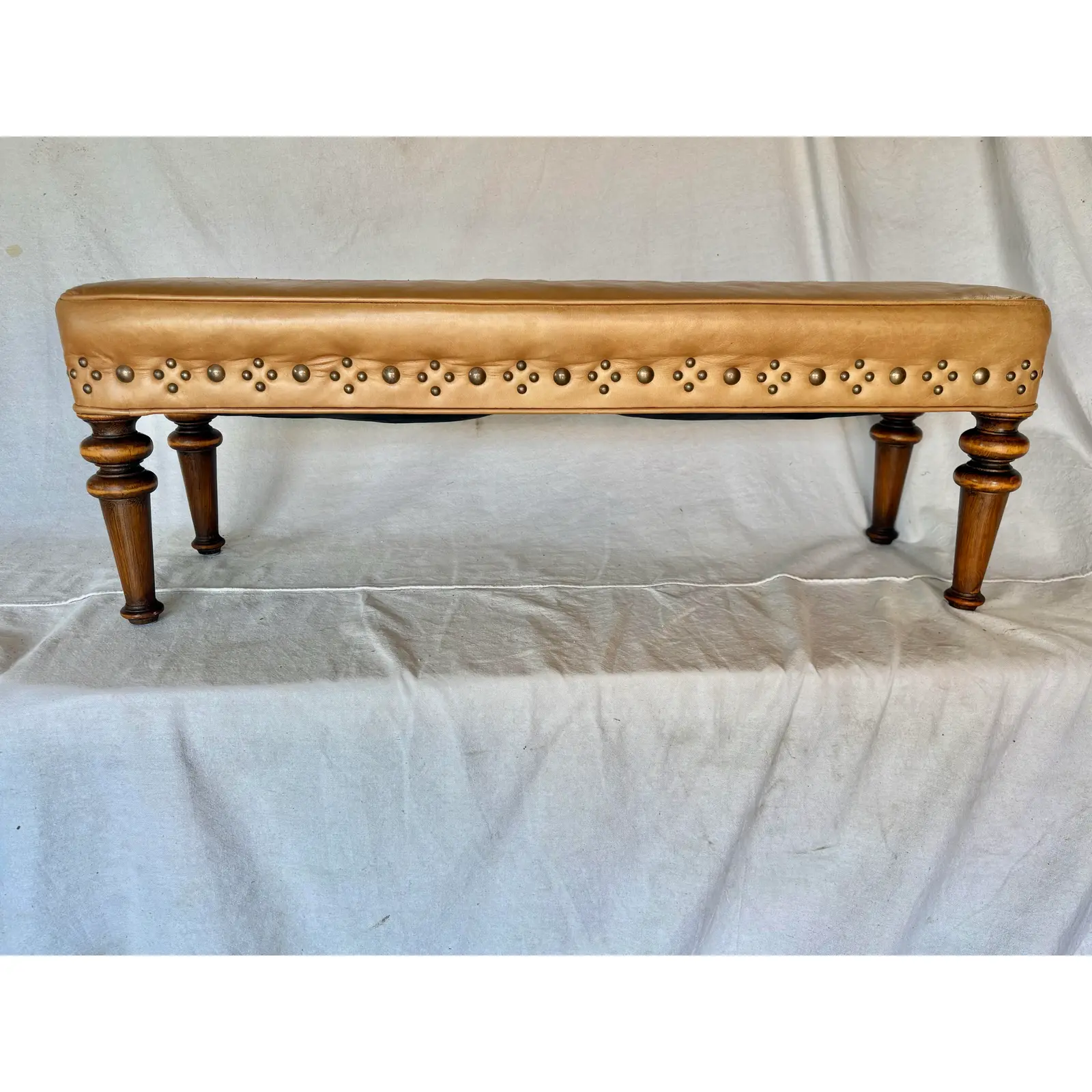 20th Century Leather Upholstered Bench - Image 3