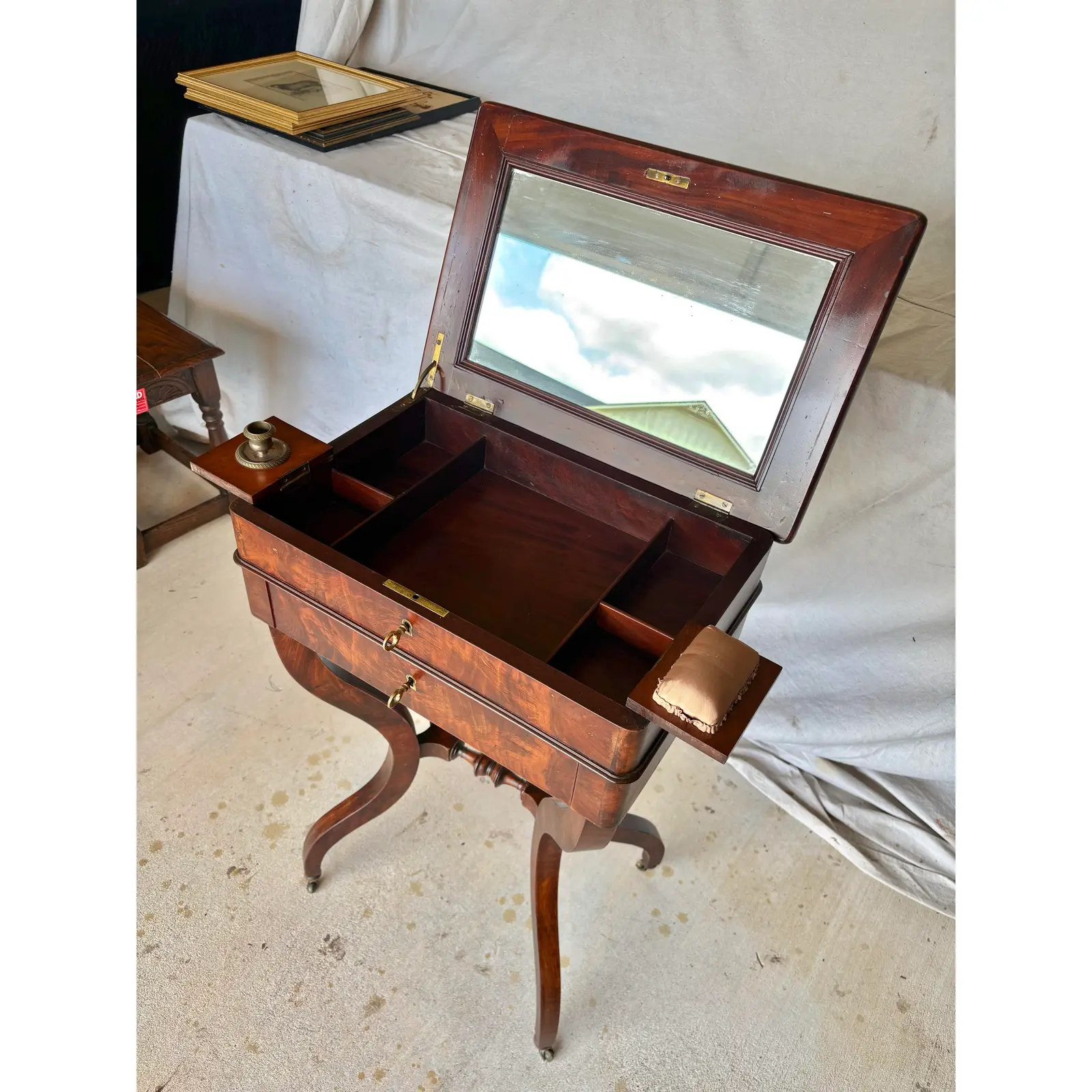 19th Century French Walnut Writing Work Table - Image 11