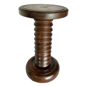 20th Century French Walnut Pedestal Side Table in the Style of Charles Dudouyt