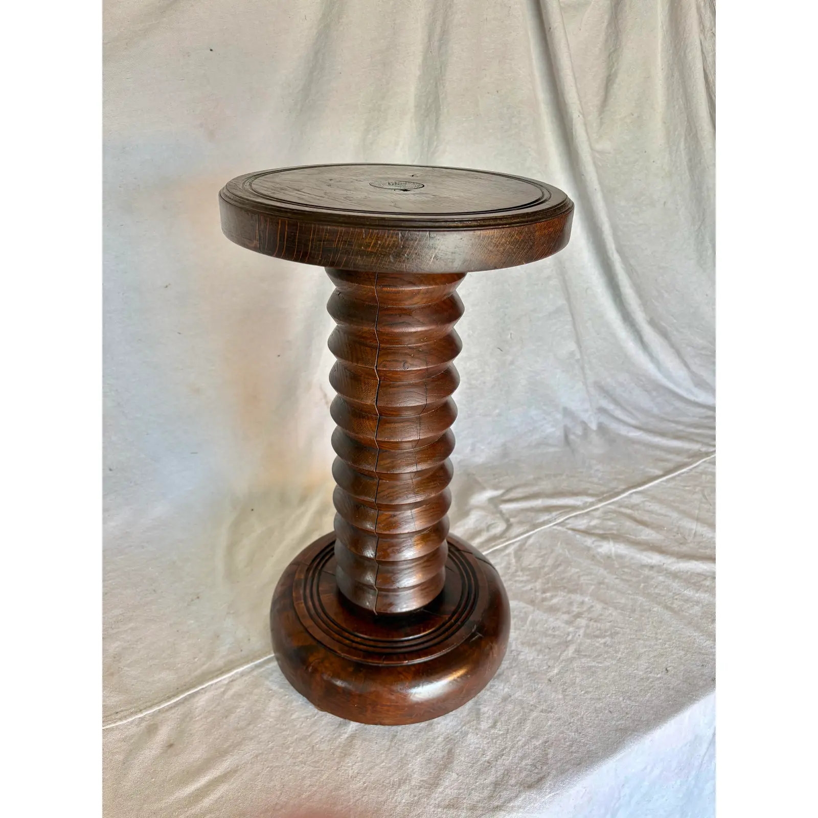 20th Century French Walnut Pedestal Side Table in the Style of Charles Dudouyt - Image 2