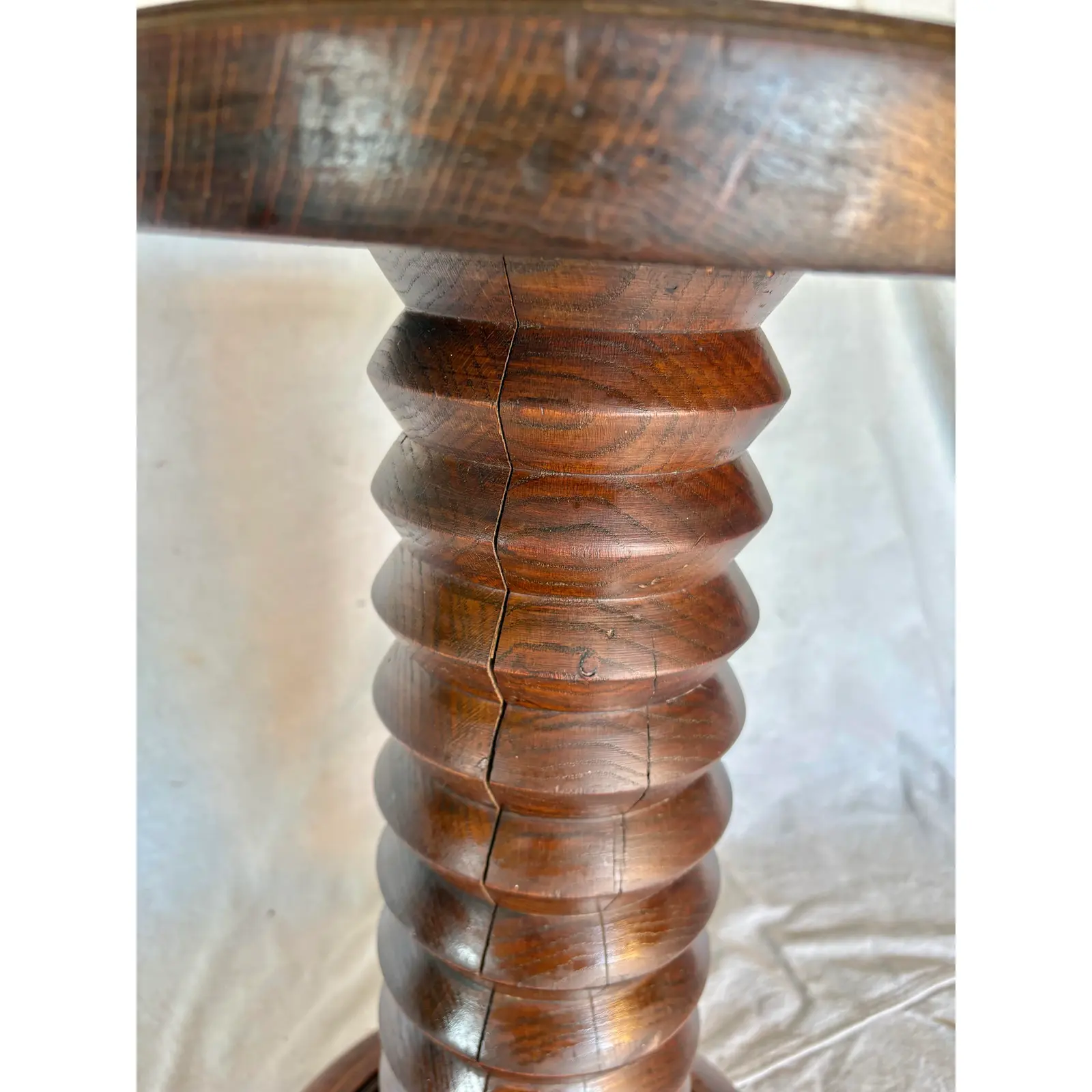 20th Century French Walnut Pedestal Side Table in the Style of Charles Dudouyt - Image 11