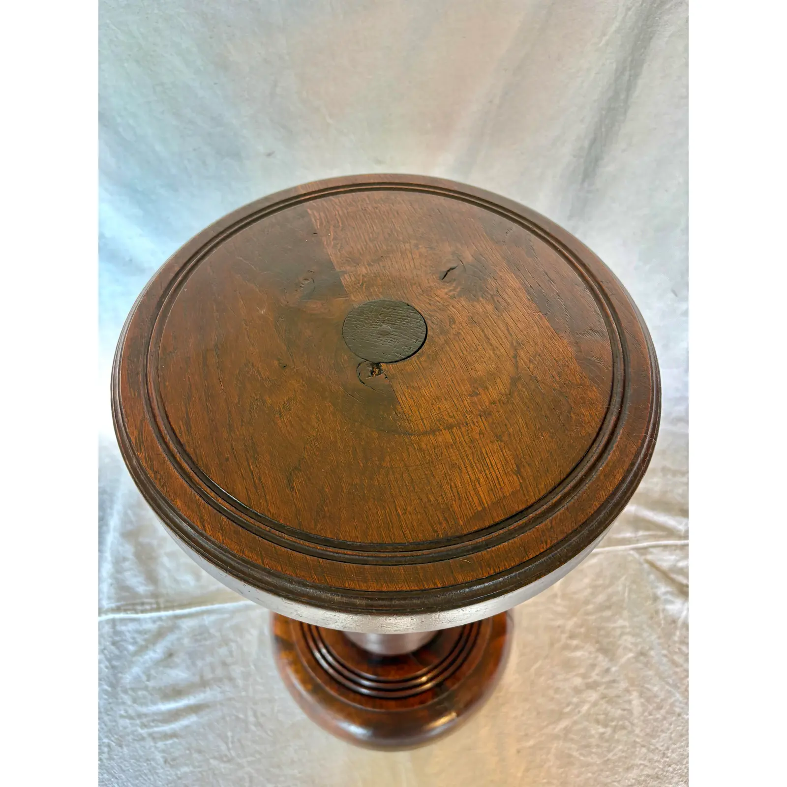 20th Century French Walnut Pedestal Side Table in the Style of Charles Dudouyt - Image 12