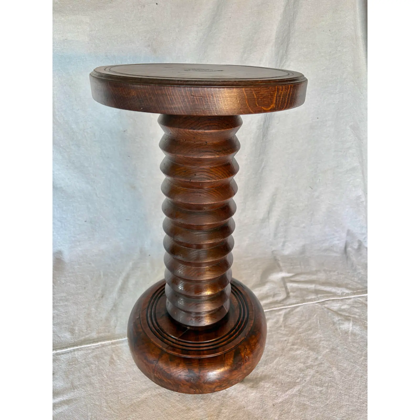 20th Century French Walnut Pedestal Side Table in the Style of Charles Dudouyt - Image 15