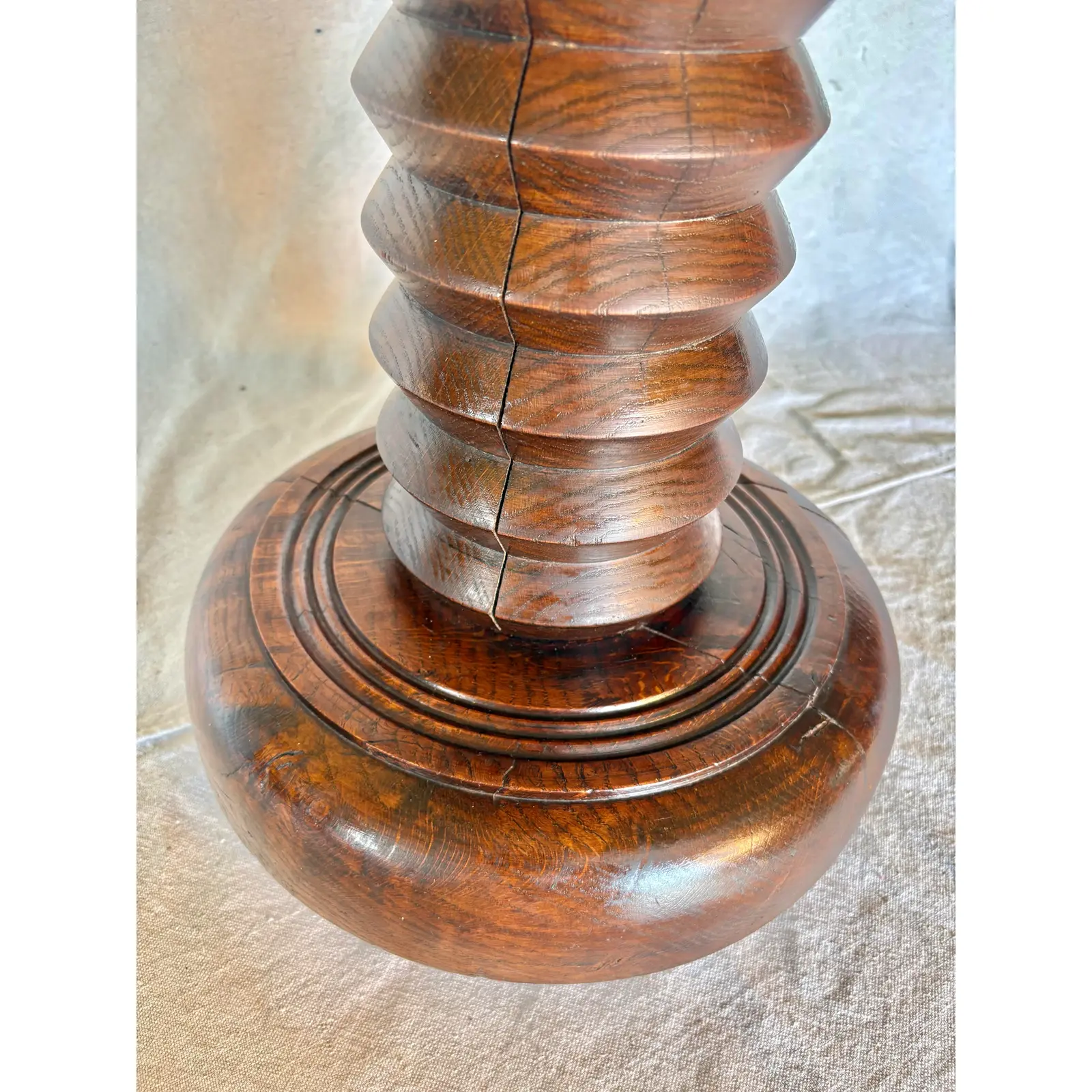 20th Century French Walnut Pedestal Side Table in the Style of Charles Dudouyt - Image 7