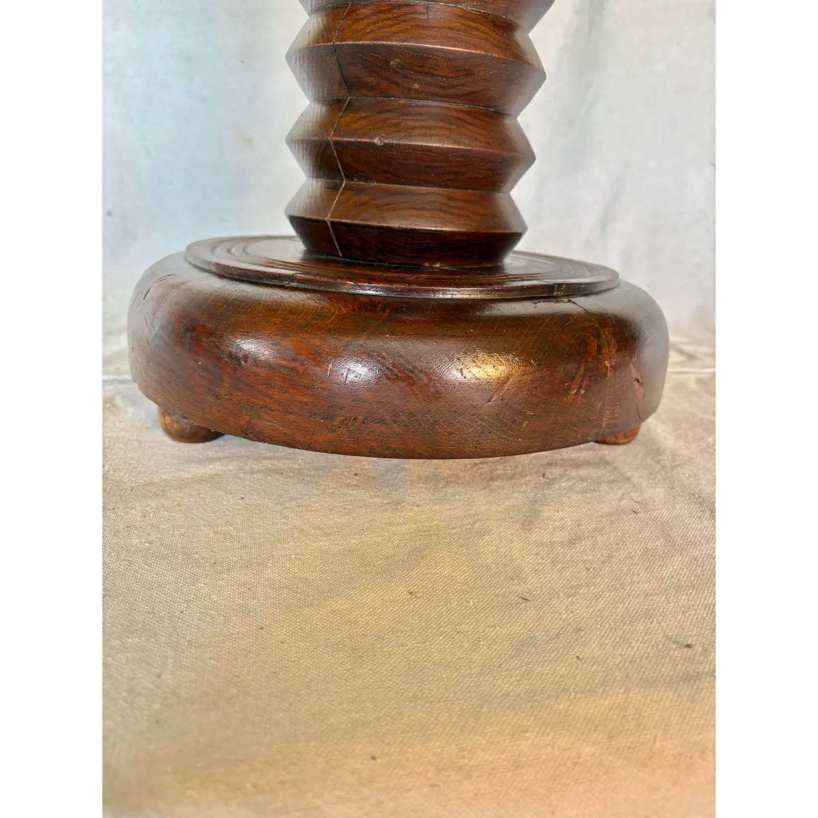 20th Century French Walnut Pedestal Side Table in the Style of Charles Dudouyt - Image 8