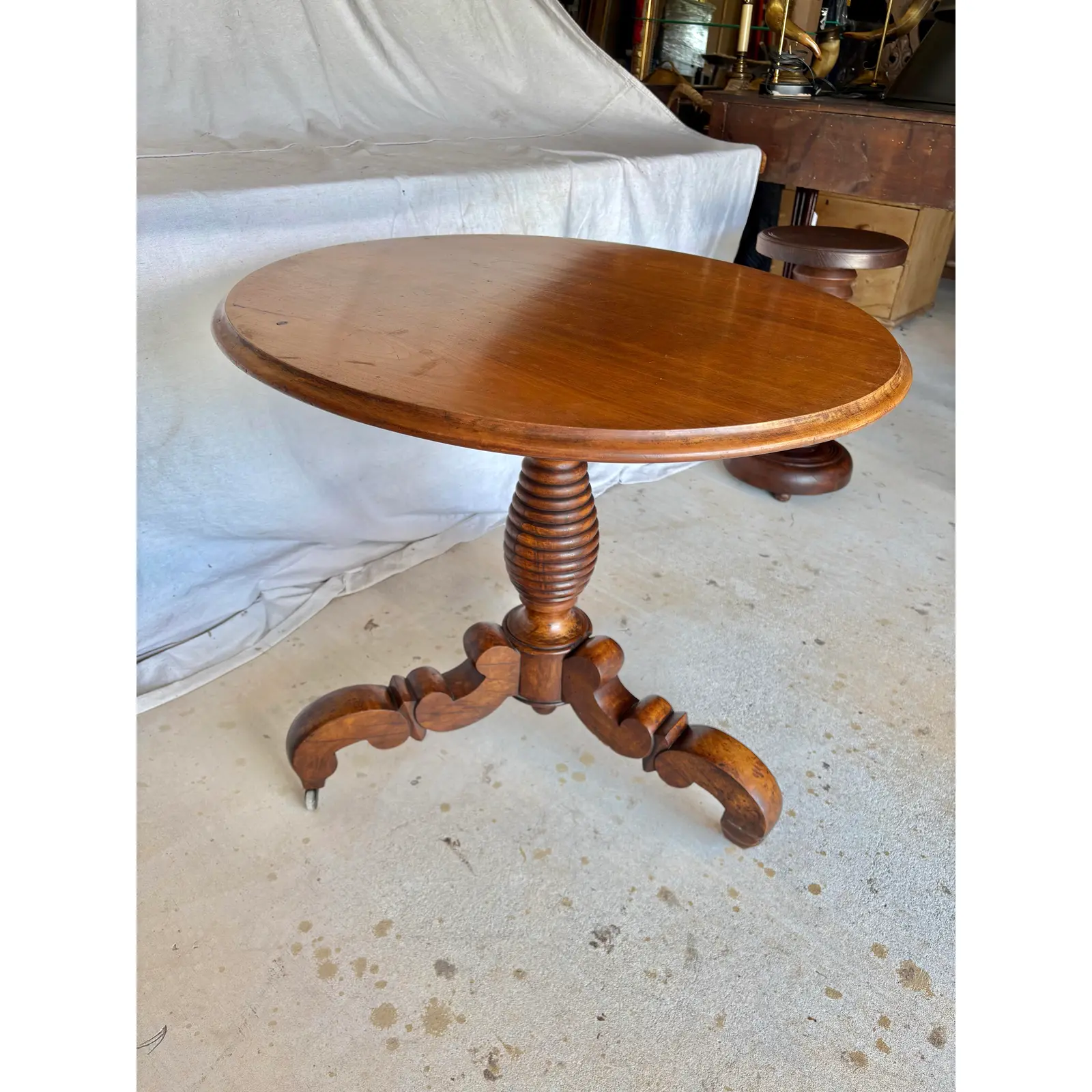 19th Century French Walnut Louis Philippe Pedestal Table - Image 4