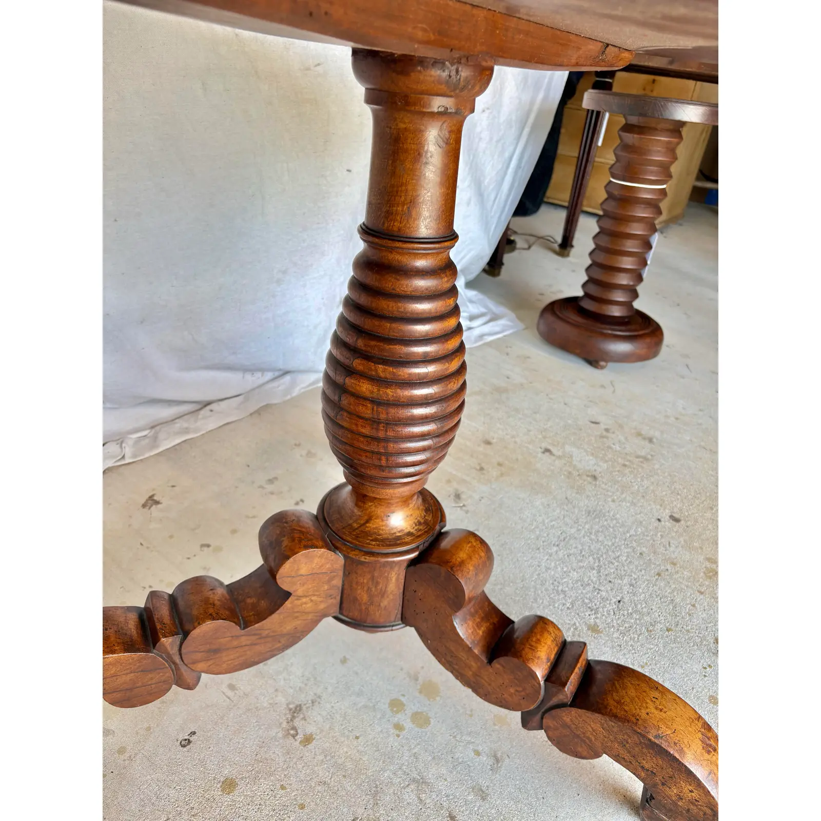 19th Century French Walnut Louis Philippe Pedestal Table - Image 10