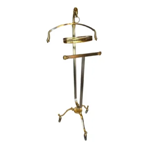 Mid 20th Century Italian Maison Jansen Style Mixed Metal Ram's Head Gentleman's Valet Stand