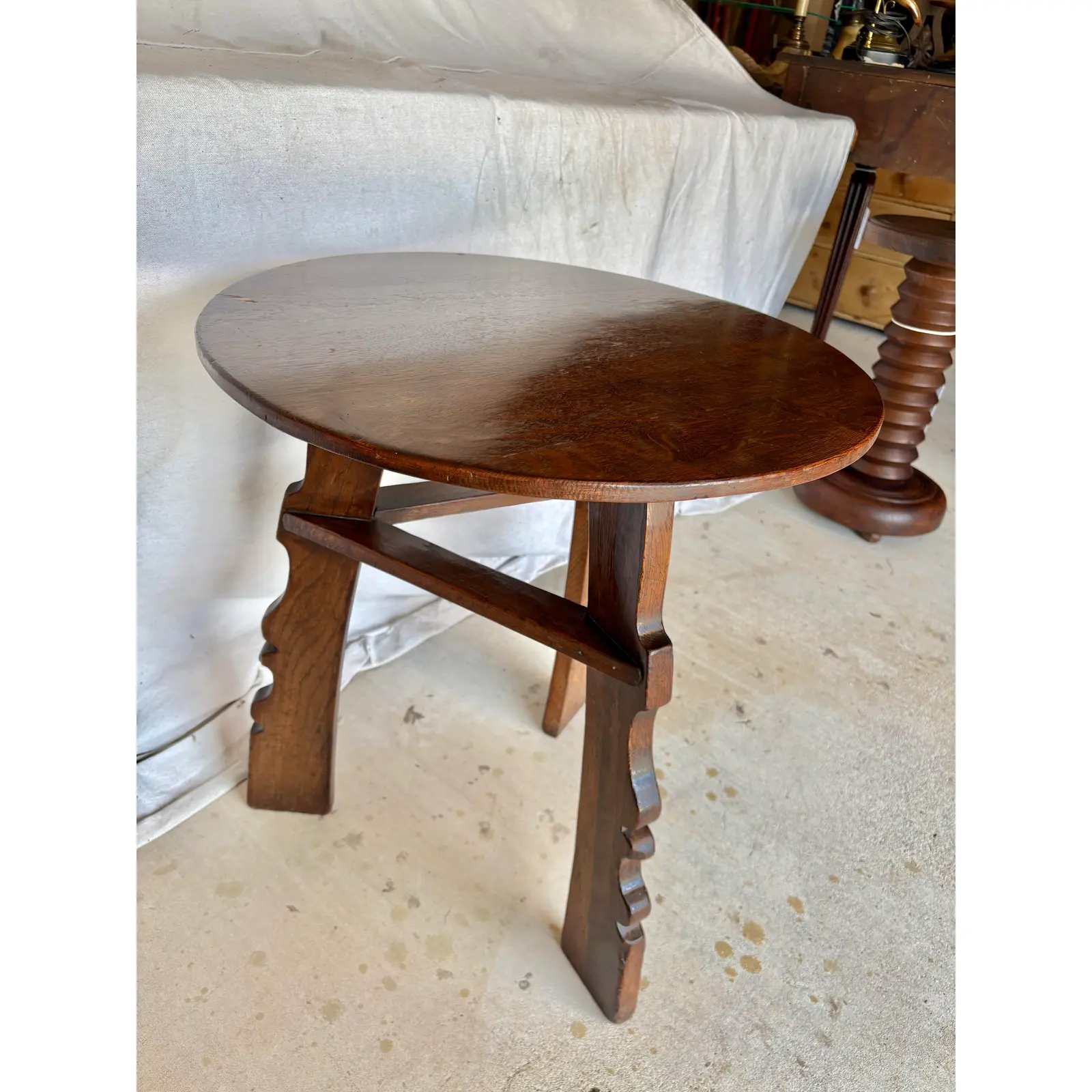 20th Century English Oak Tavern Cricket Table - Image 12