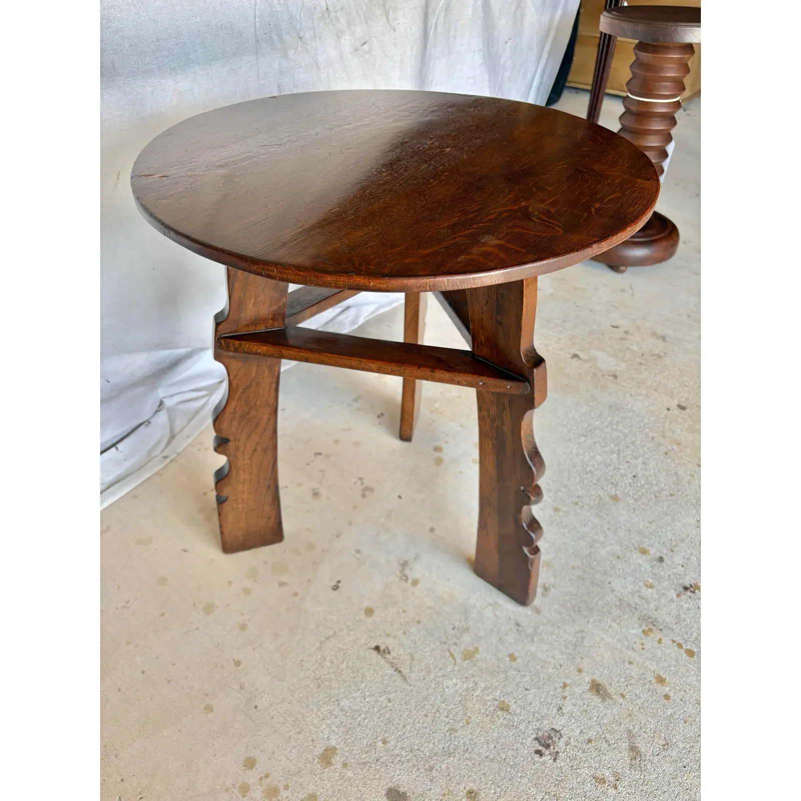 20th Century English Oak Tavern Cricket Table - Image 4