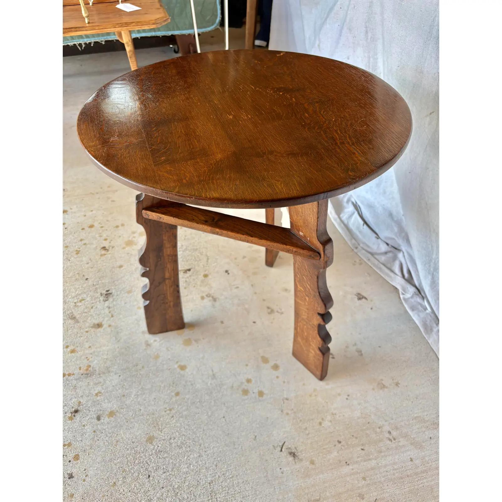 20th Century English Oak Tavern Cricket Table - Image 5
