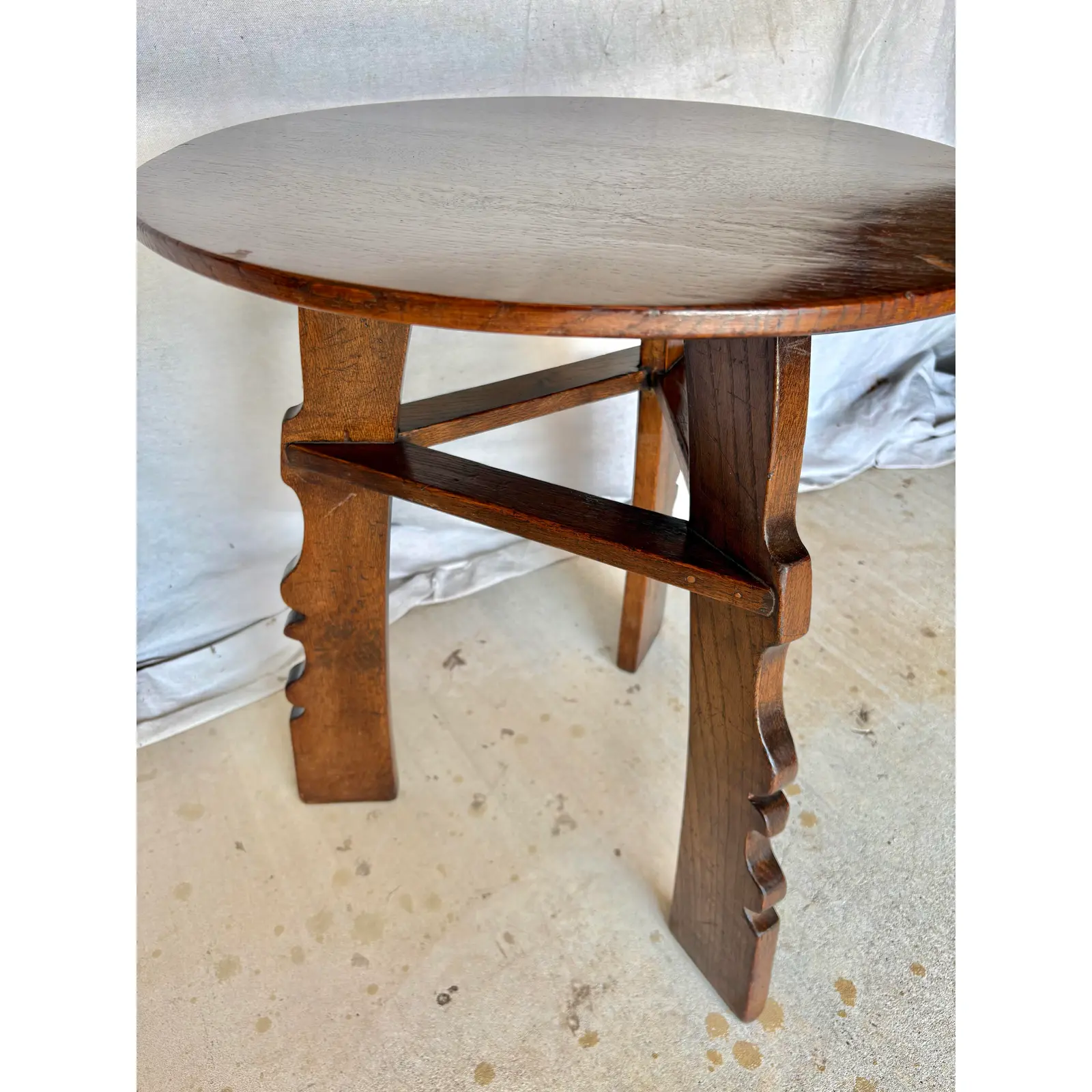 20th Century English Oak Tavern Cricket Table - Image 9